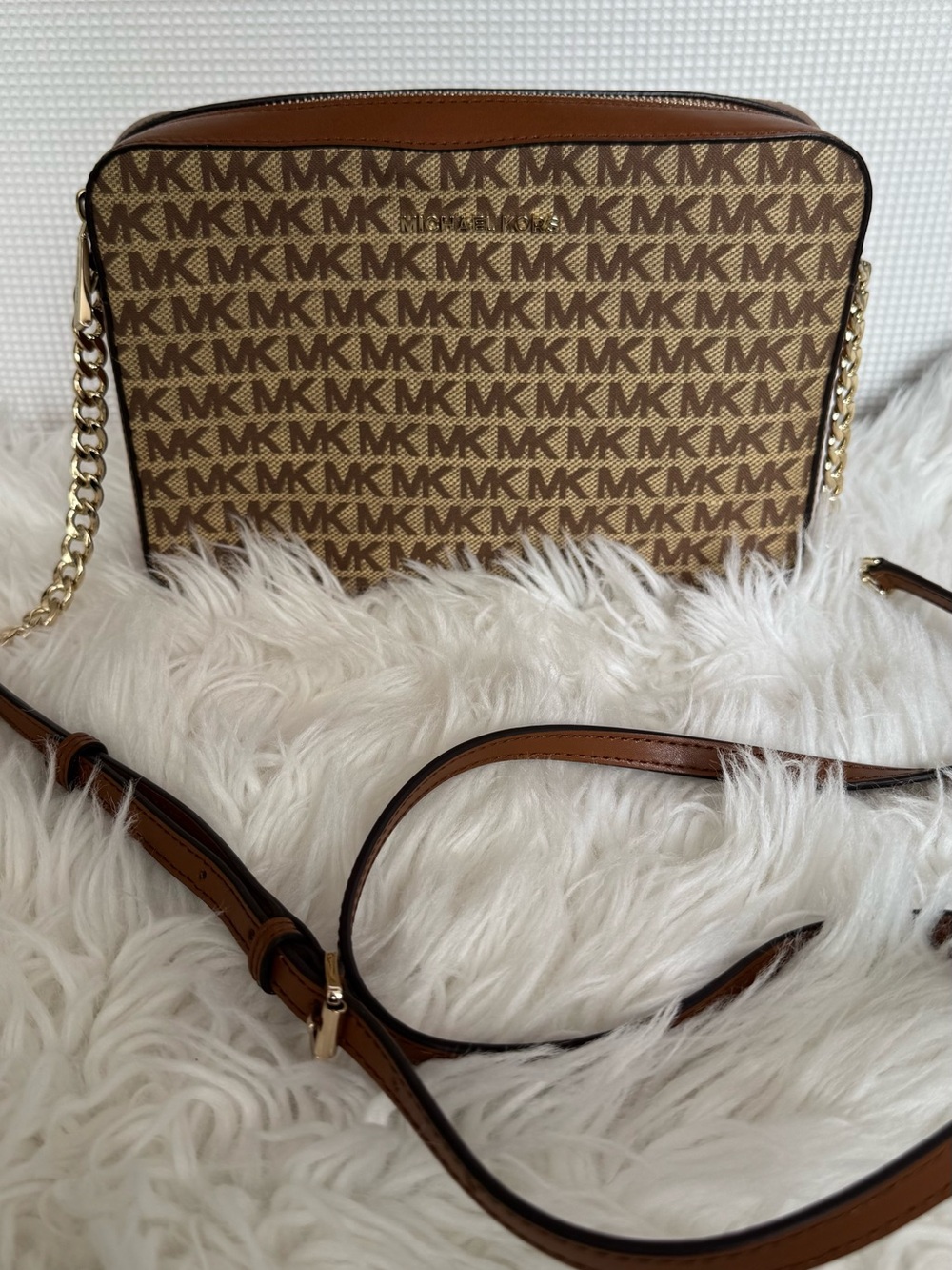 Michael Kors Tan/Brown Signature MK Crossbody Bag